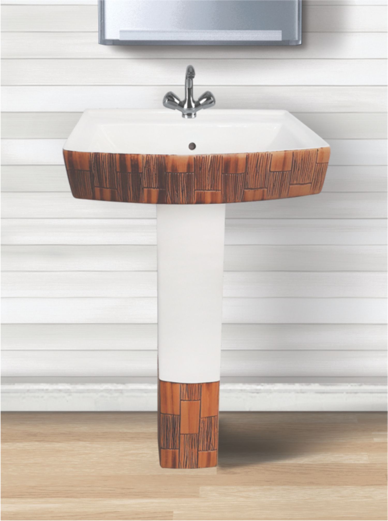 Polo Designer Print Ceramic Pedestal Wash Basin Manufacturer & Exporter